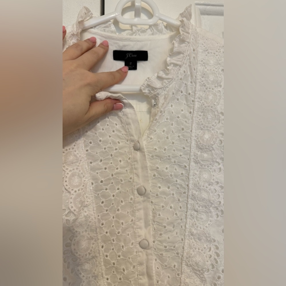 J.Crew Ruffle-neck Eyelet Top - Picture 8 of 8